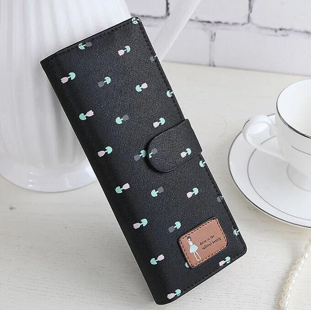 2016 women Card credit  wallet two-folded buckle long design Card Holders lady's card bag wallet free shiping