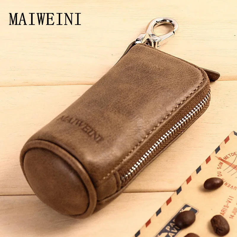 2017 New Women Men's Cowhide Leather Zipper Purse Bag Car Key Wallets Fashion Multifunctional Housekeeper Holders Free Shipping