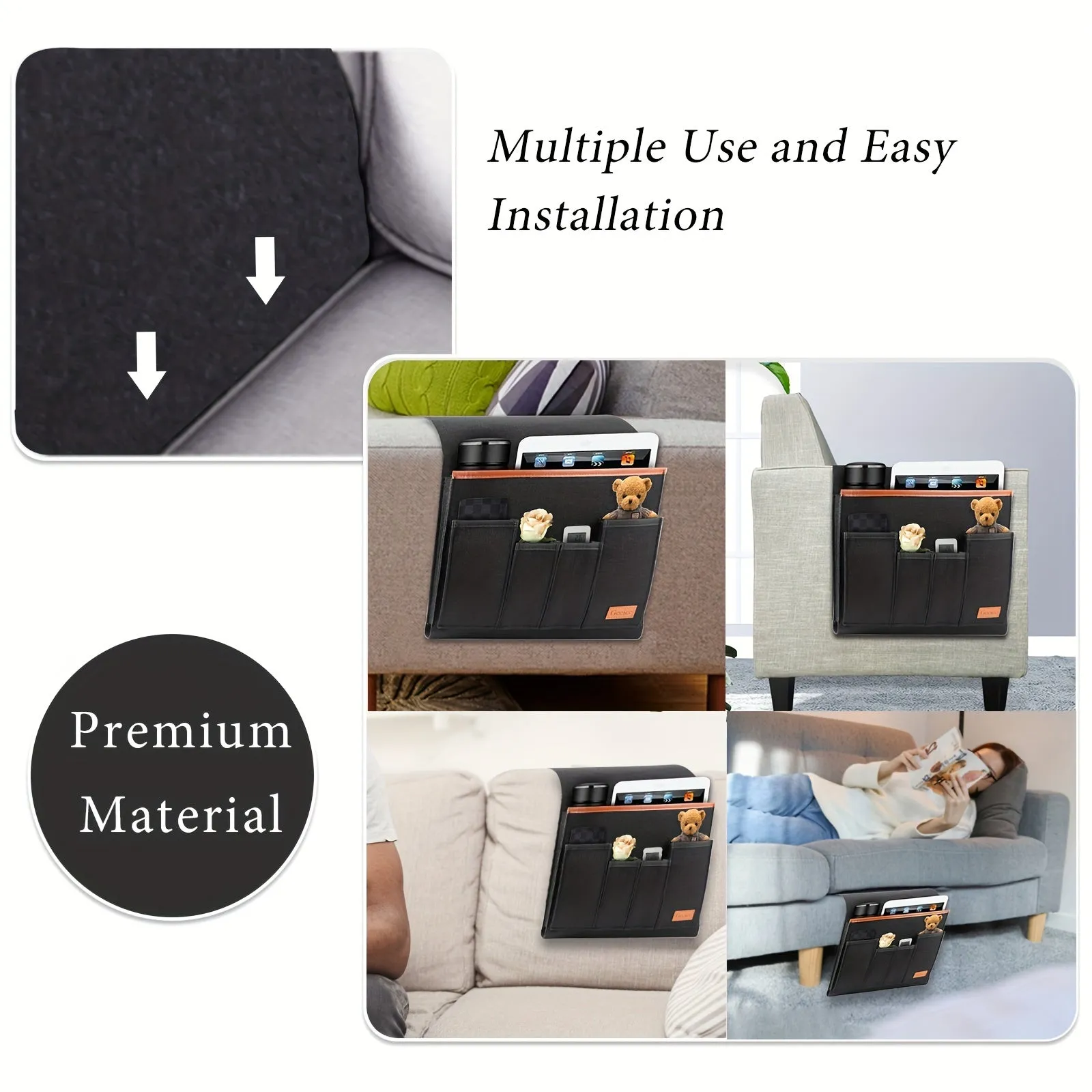 5 Pocket Armrest Organizer for Recliner Couch Storage