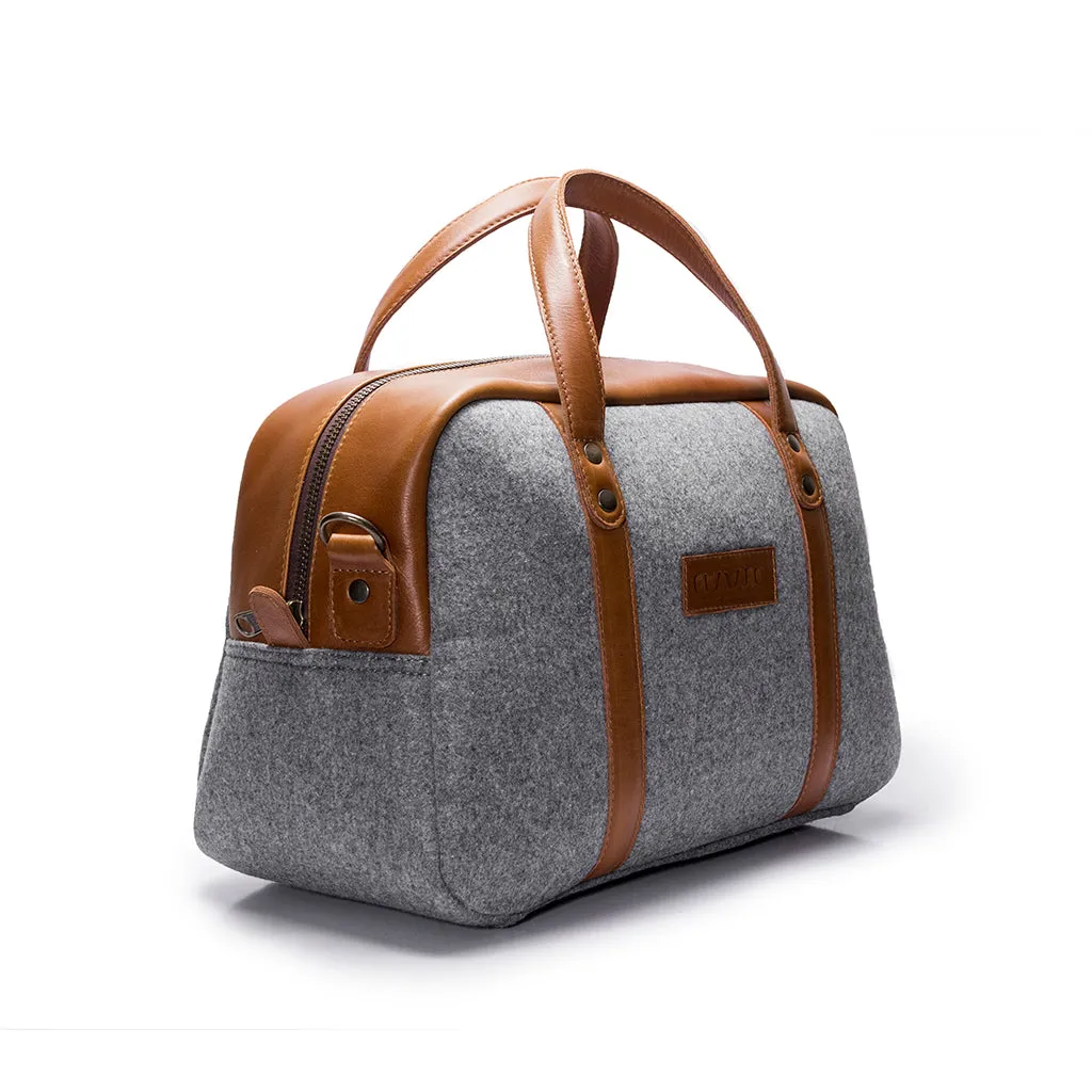 Albatross Weekender - Gray felt | Caramel Leather