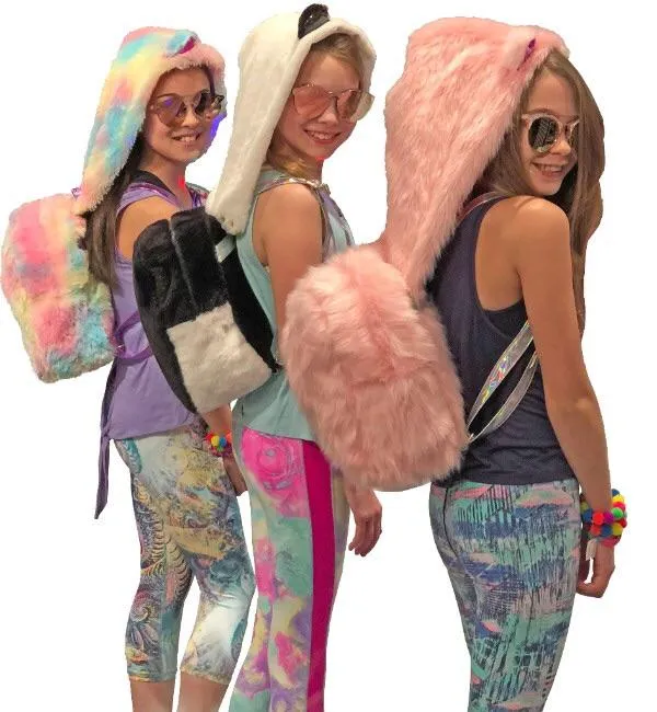 AMERICAN JEWEL FURRY HOODED BACKPACKS