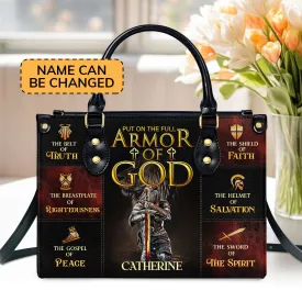 Armor Of God Women Warrior Custom Name Leather Handbags For Women