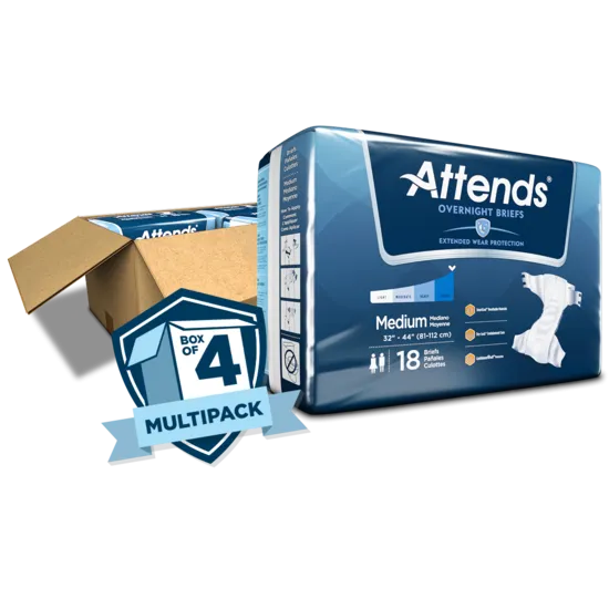 Attends Incontinence Briefs Adult Diapers Extended Wear for Overnight