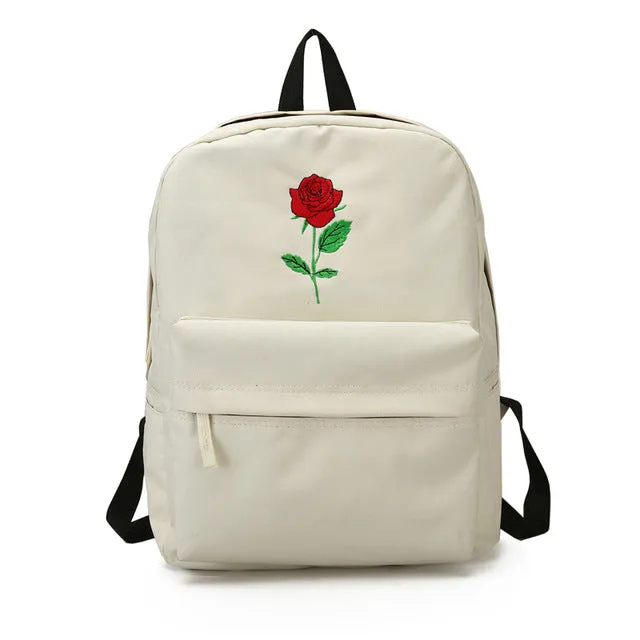 Backpack Cute Women Rose Embroidery  for Teenagers