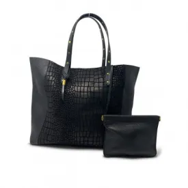 BLACK CROCO TOTE