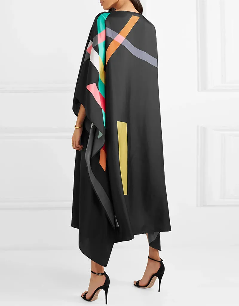 Black Latest Soft Silk Crepe Kaftan