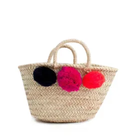 Bohemia Design Mini Pom Pom Basket – Navy Fuchsia Orange