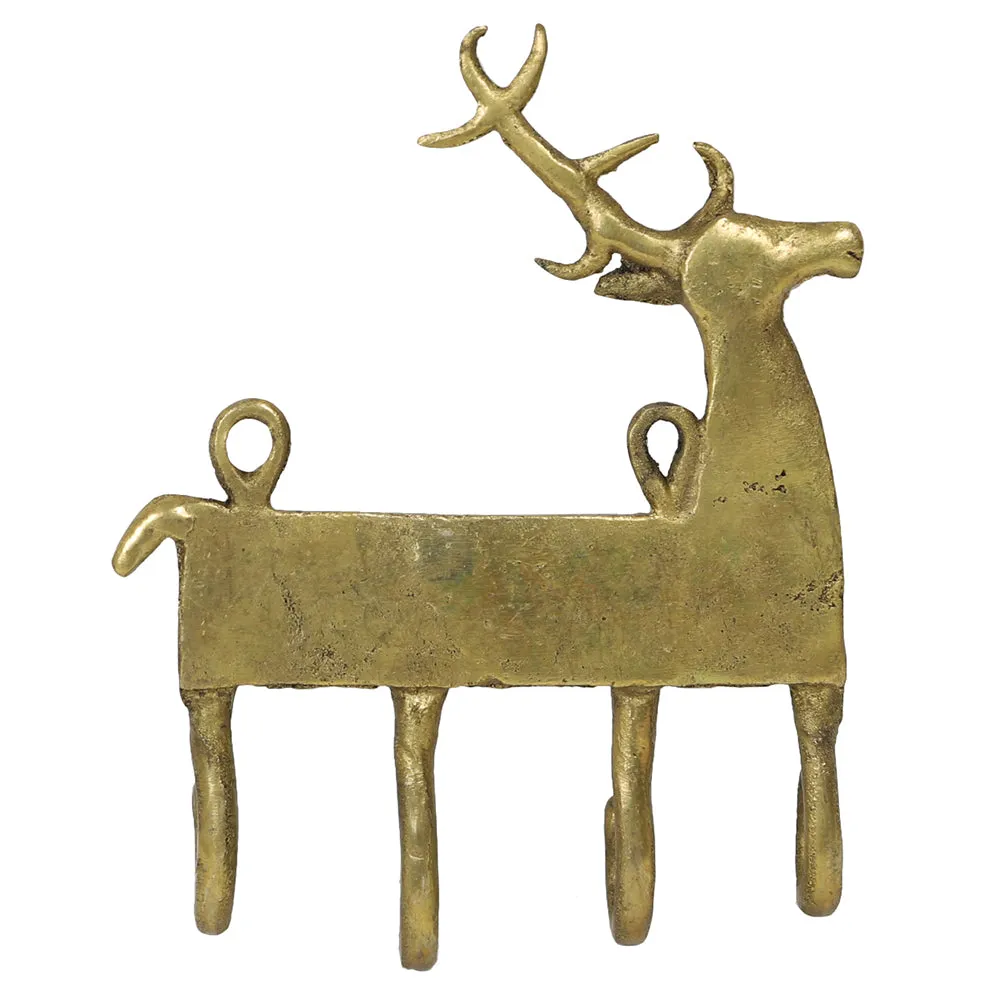 Brass Metal Handcrafted Deer Key Holder (4.5 x 1 in)