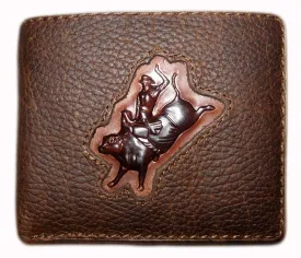 Brigalow Mens Distressed Leather Wallet - Bull Rider - 5017D