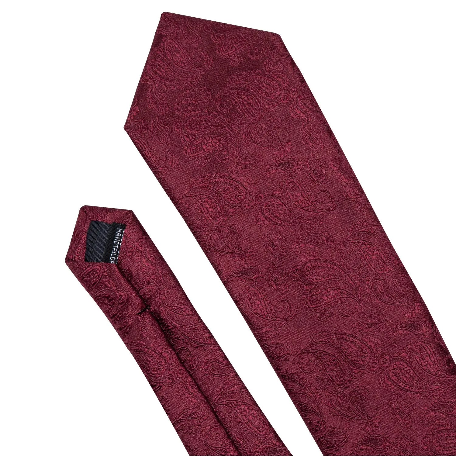 Burgundy Red Paisley Y Back Brace Clip-on Men's Suspender with Tie Set