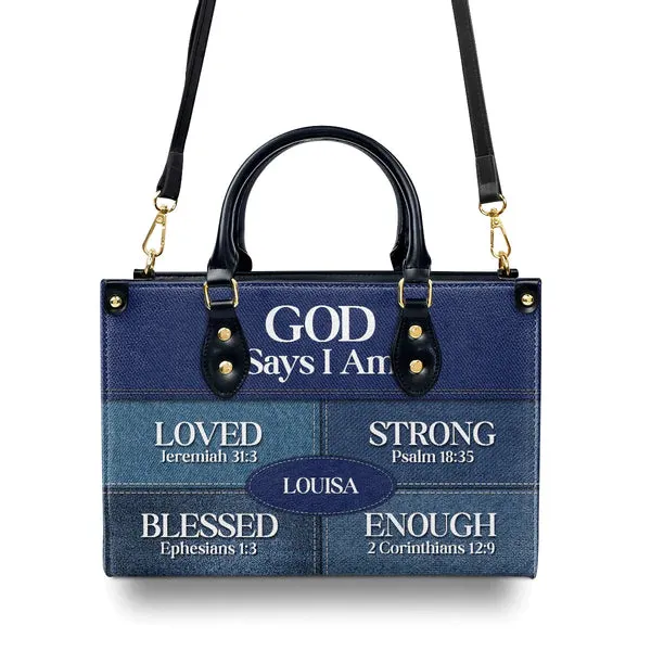 CAB Handbags, God Says I Am Blessed Ephesians 1:3 Leather Bags, Personalized Bags, Gifts for Women, Christmas Gift, CABLTB08290723.