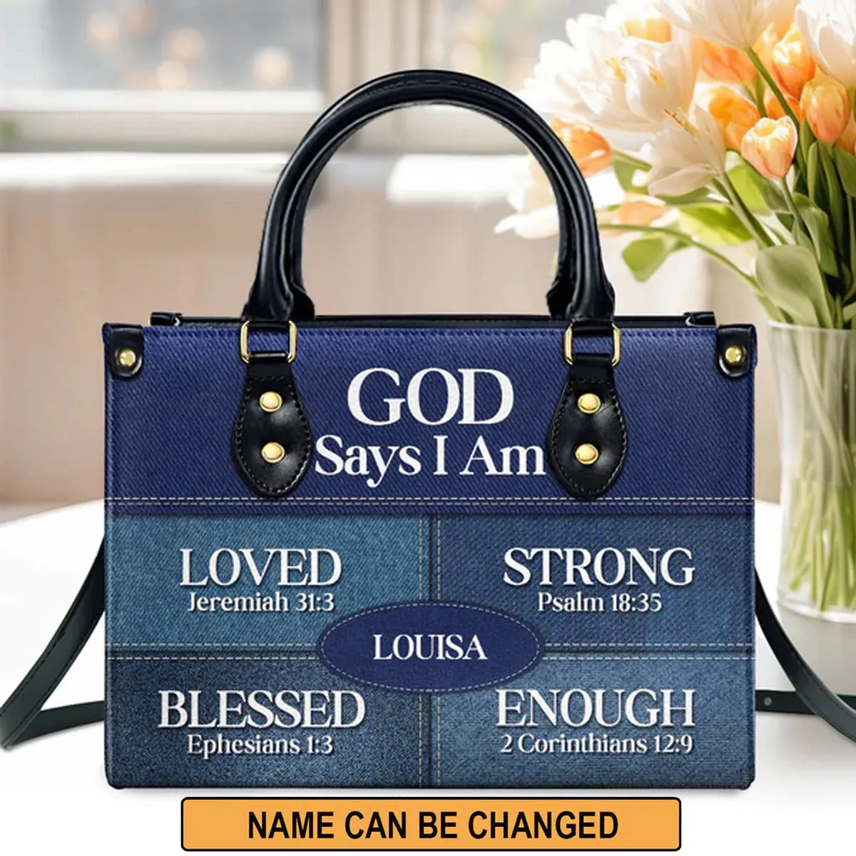 CAB Handbags, God Says I Am Blessed Ephesians 1:3 Leather Bags, Personalized Bags, Gifts for Women, Christmas Gift, CABLTB08290723.