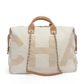 Chanel Beige Canvas Maxi Bowling Tote