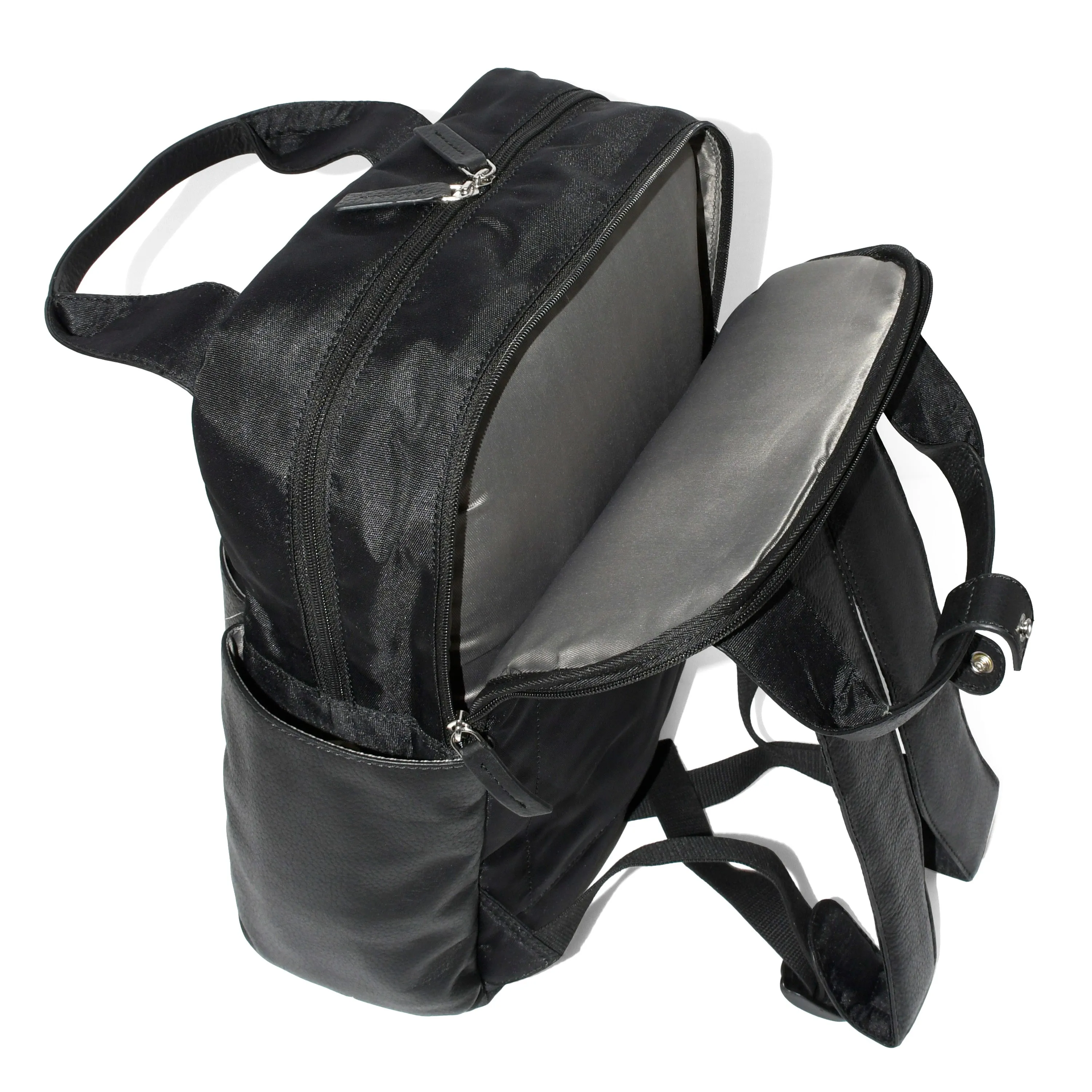 Club Rochelier Leather Backpack with Double Handles and Multi Pockets