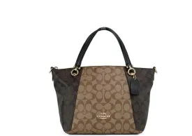 Coach (C6838) Kacey Top Zip Satchel Crossbody Bag (Khaki Brown Multi)