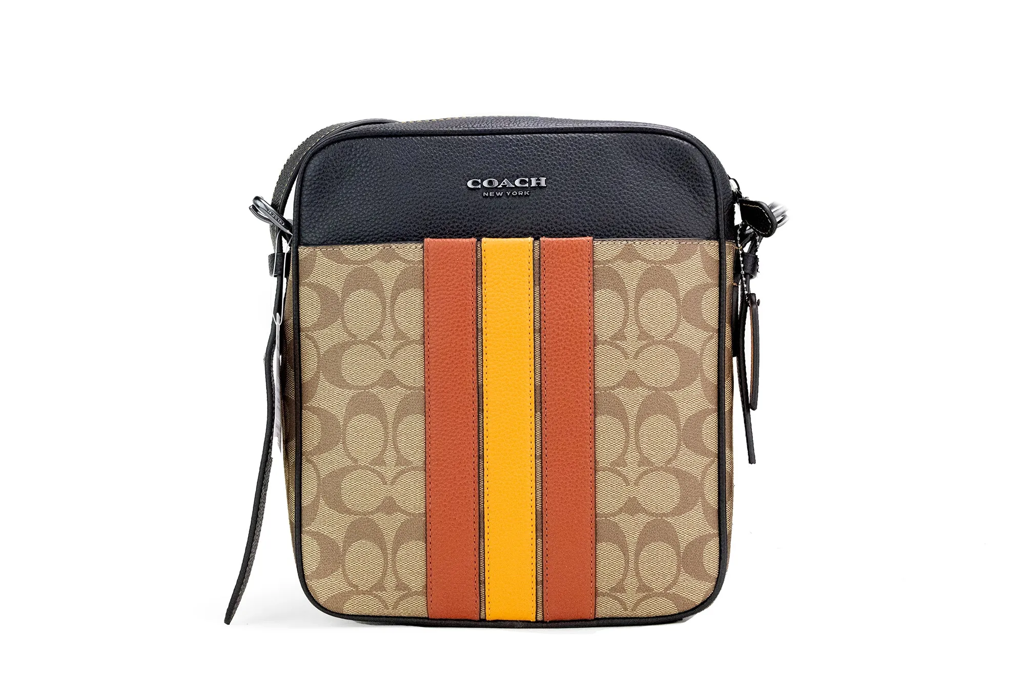 Coach Hudson 21 Varsity Stripe Crossbody Bag&nbsp;(Khaki/Terracotta)