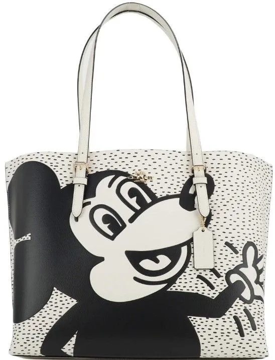 Coach Mickey Mouse X Keith Haring Mollie Large Tote Bag (Chalk)