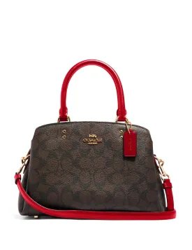 Coach Women's Brown & Red Mini Lillie Carryall In Signature Canvas