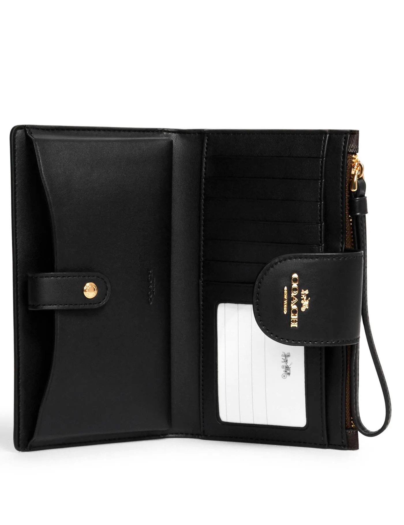 Coach Women's Brown Black Tech Wallet In Colorblock Signature Canvas