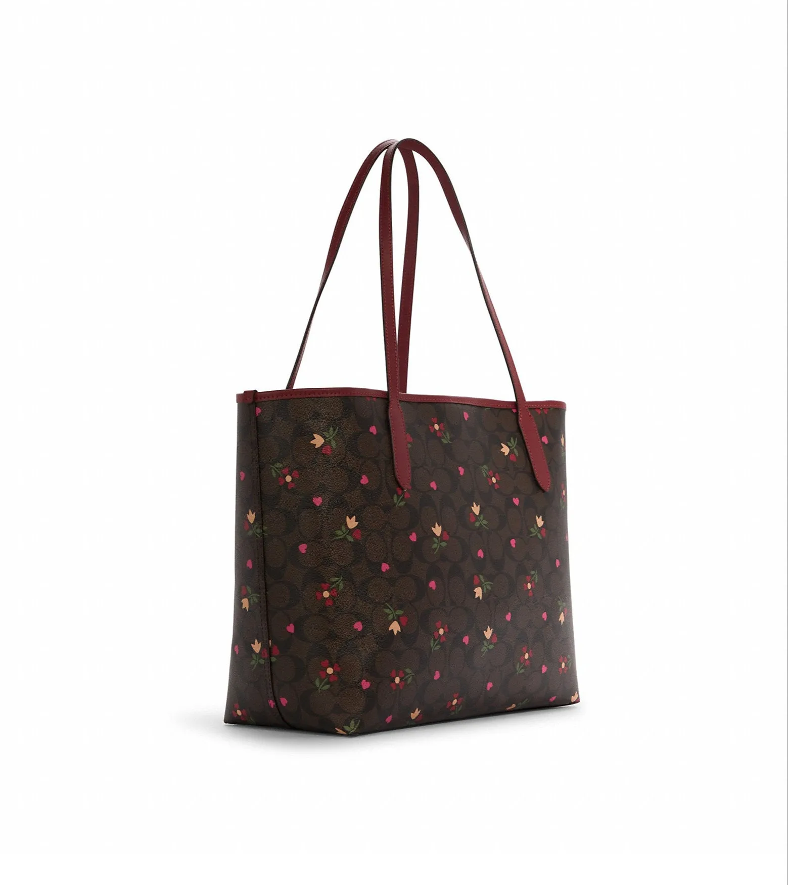 Coach Women's Brown Multi City Tote In Signature Canvas With Heart Petal Print