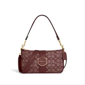 Coach Women's Wine Lonnie Baguette In Signature Jacquard