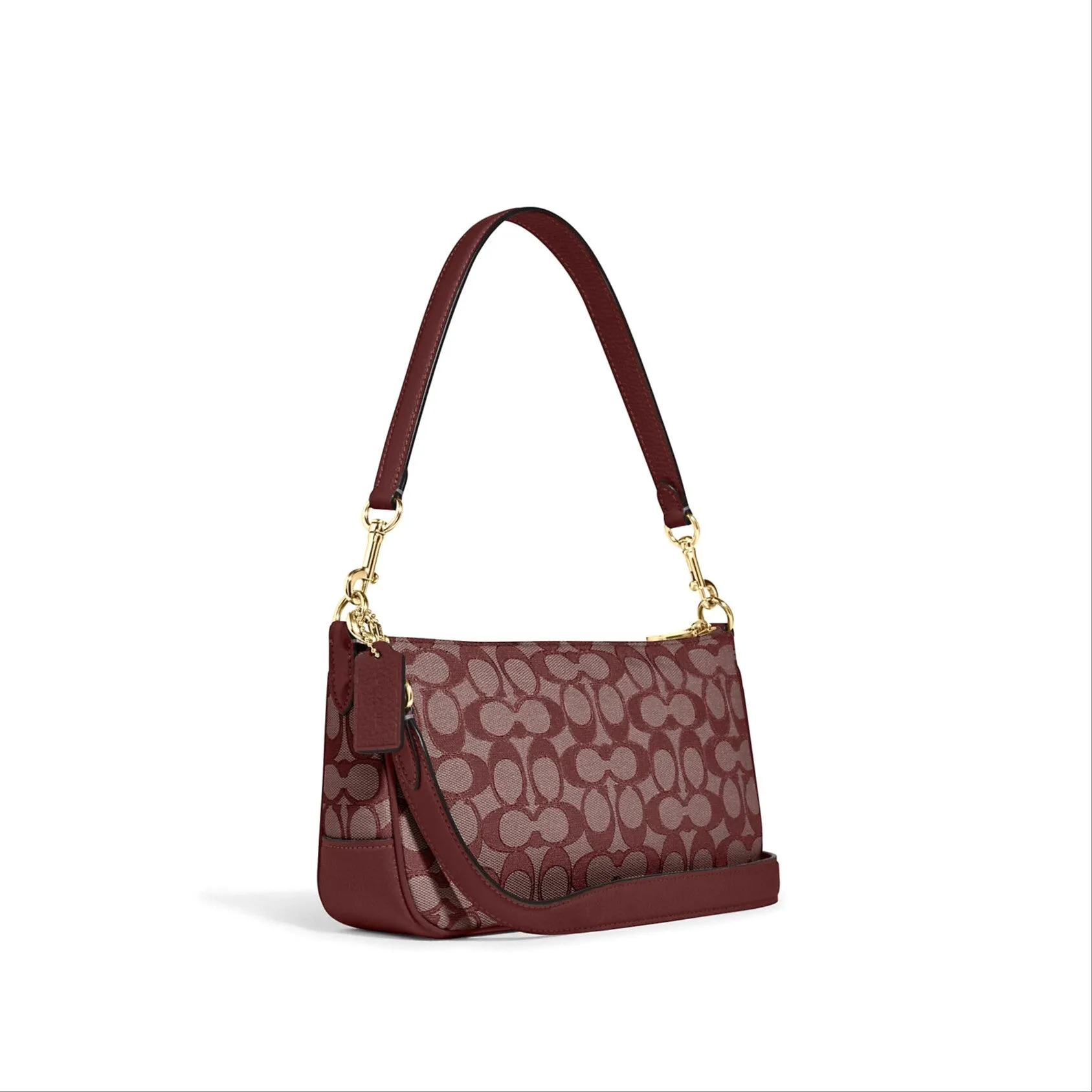 Coach Women's Wine Lonnie Baguette In Signature Jacquard