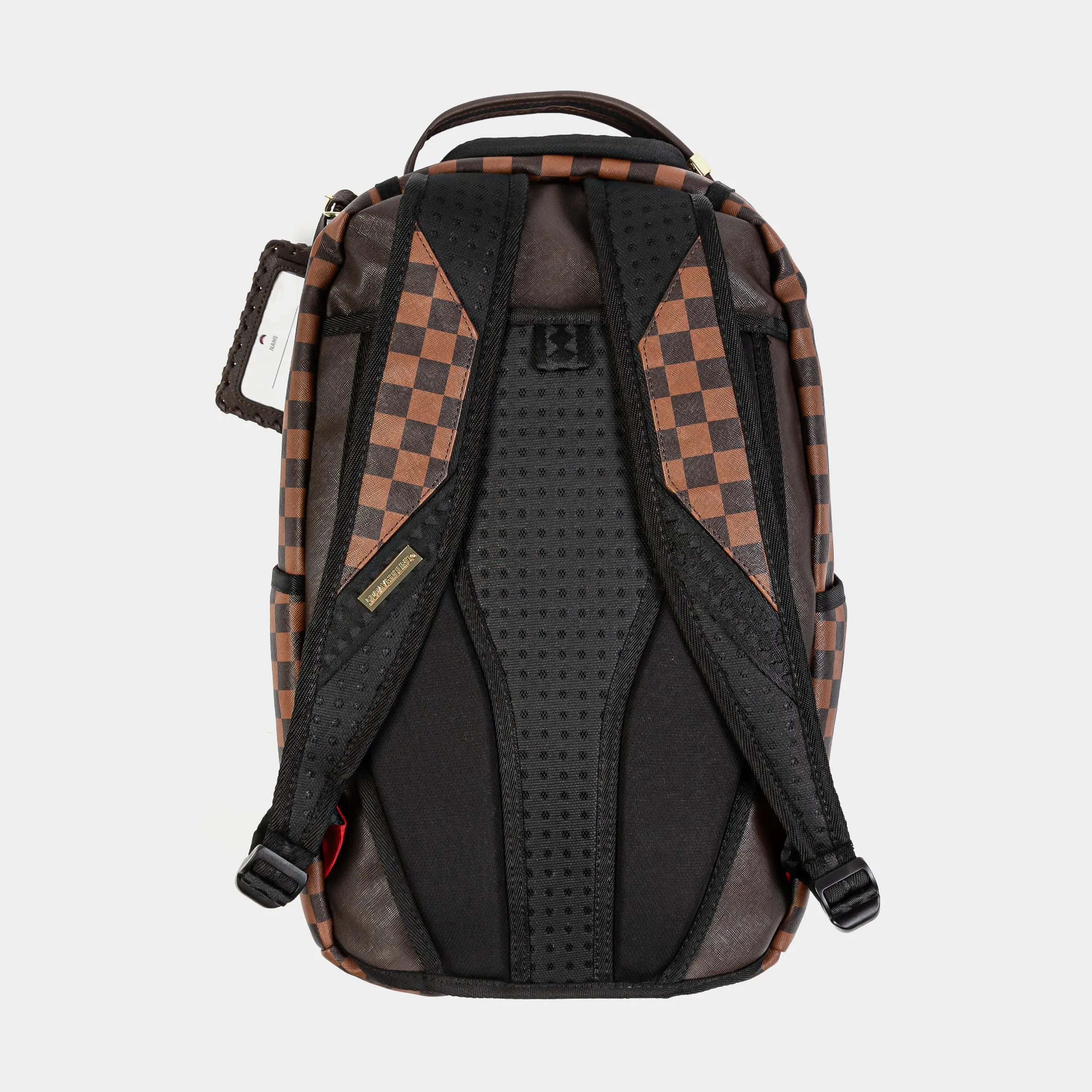 Core Embossed Checkered Mens Backpack (Black/Brown)