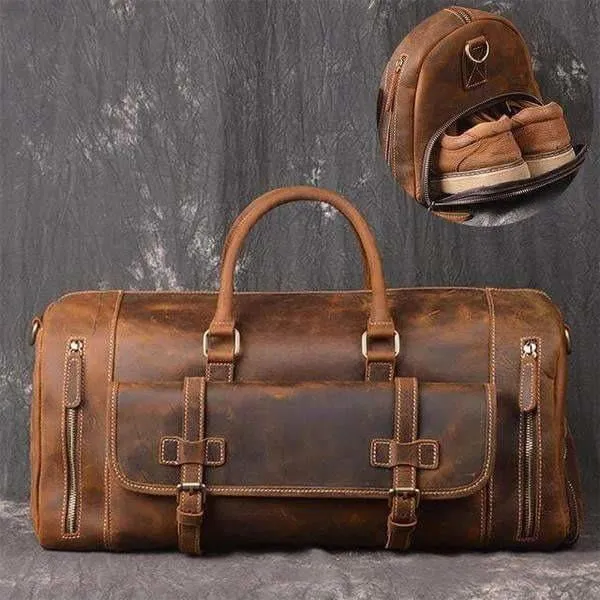 Crazy Horse Buffalo Leather Weekend Bag