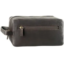 Derek Alexander Leather Toiletry Bag Single Top Zip