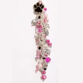 Dog Themed Planner Charm with Pink, Gray and Black Crystals