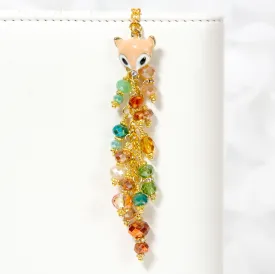 Fall Fox Planner Charm with Autumn Toned Crystals