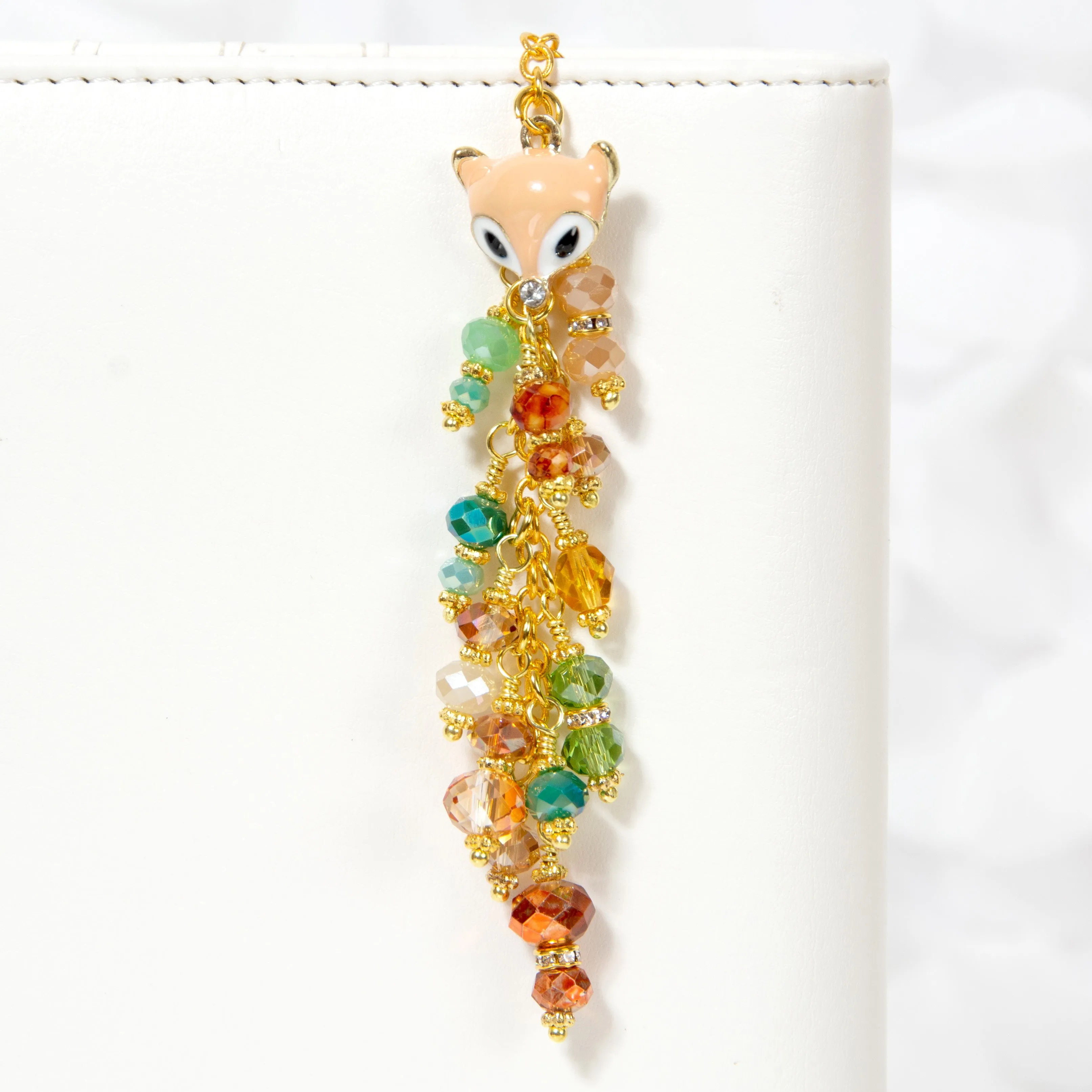 Fall Fox Planner Charm with Autumn Toned Crystals