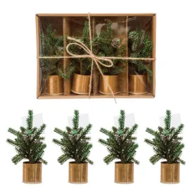 Faux Pine Tree Place Card Holders, Boxed Set of 4