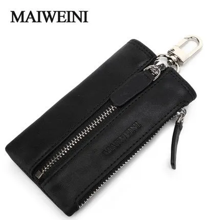 Genuine Leather Car Key Wallets Vintage Key Holder Housekeeper Keys Organizer Keychain Covers Case Bag Pouch With Coin Purse