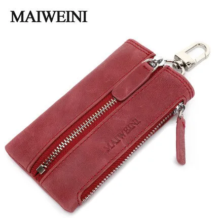 Genuine Leather Car Key Wallets Vintage Key Holder Housekeeper Keys Organizer Keychain Covers Case Bag Pouch With Coin Purse