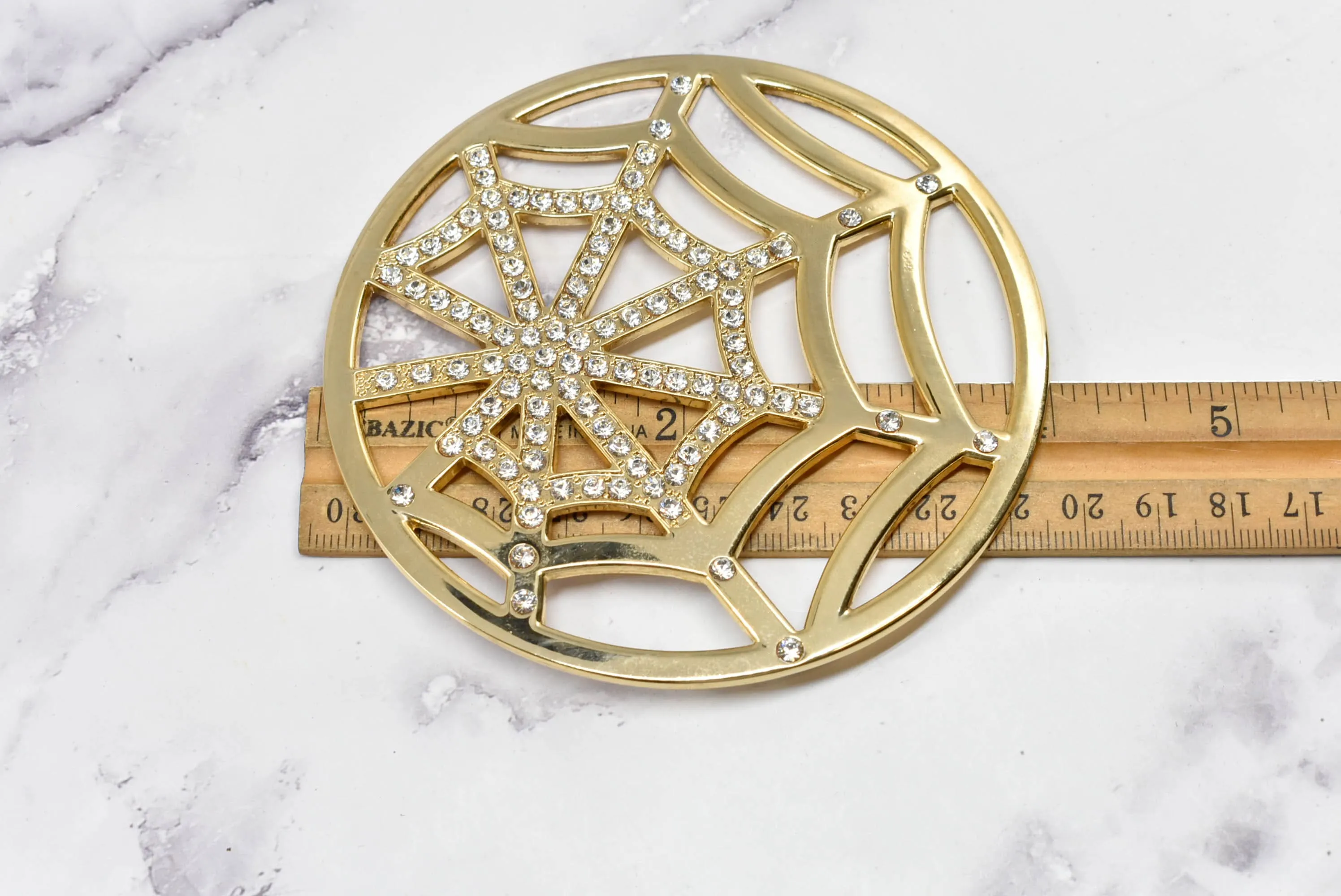 Gold Webbed Rhinestone Buckle