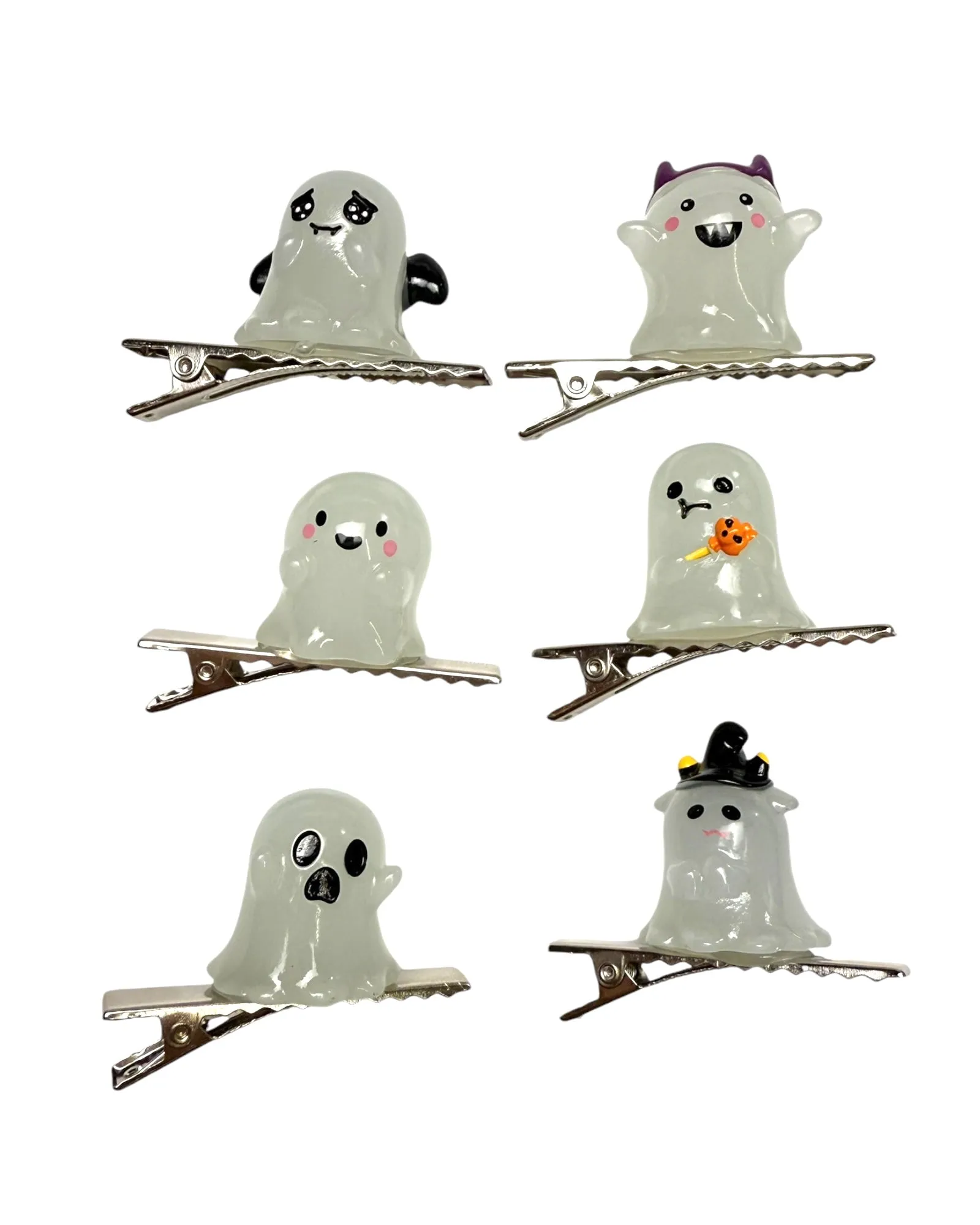 Halloween Glow In The Dark Ghost Clips 6-PC Set