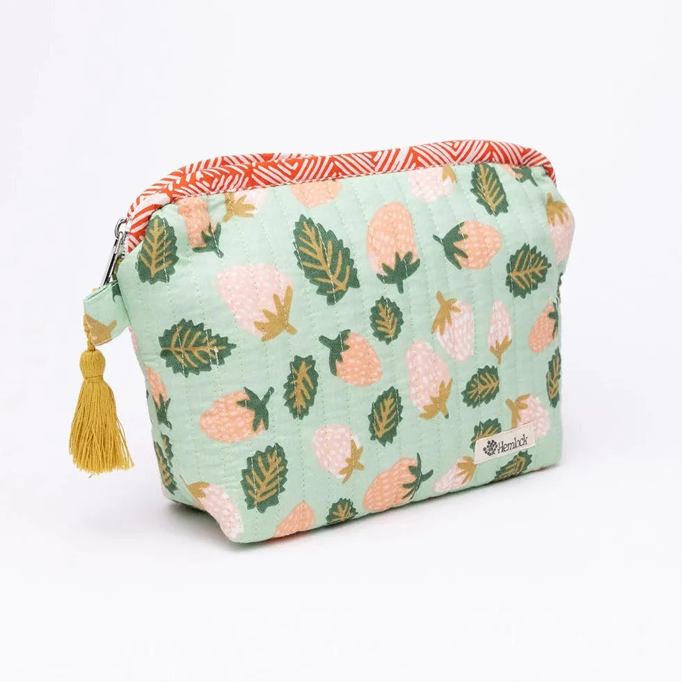 Handker Quilted Zipper Pouch: Suzette Strawberry