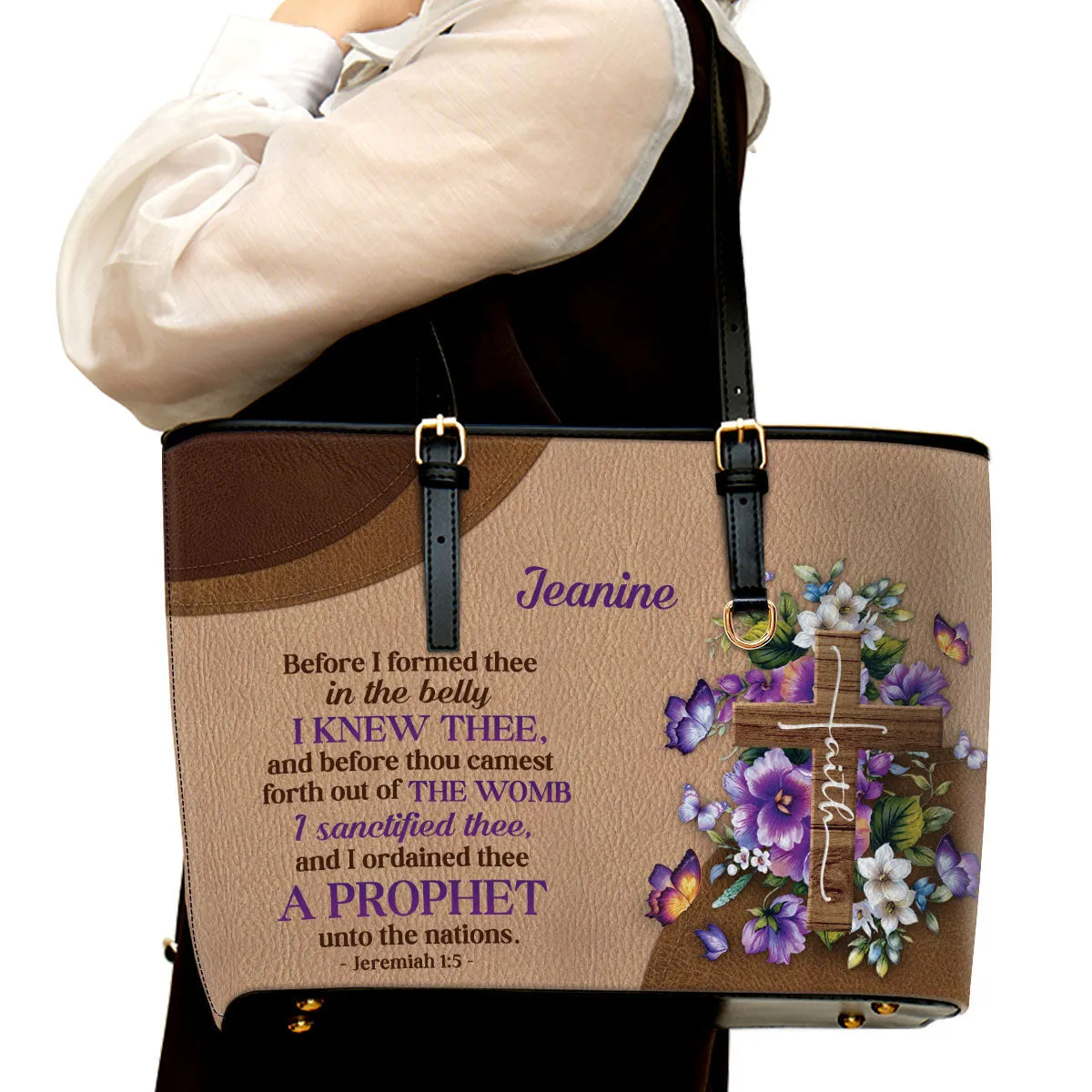 I Ordained Thee A Prophet Unto The Nations Personalized Pu Leather Tote Bag For Women - Mom Gifts For Mothers Day