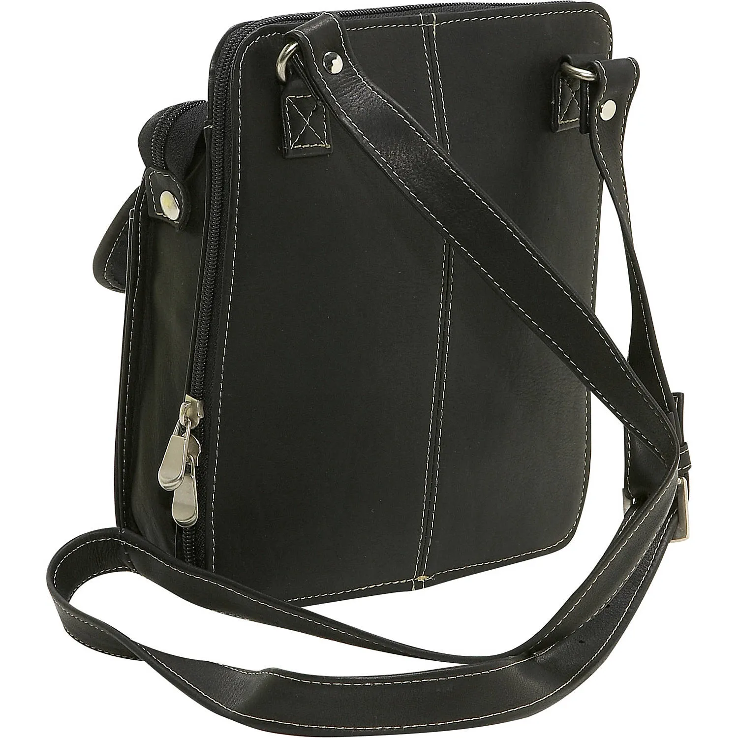 Leather Structured Organizer Shoulder Bag