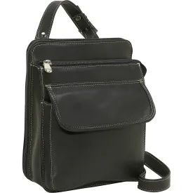 Leather Structured Organizer Shoulder Bag