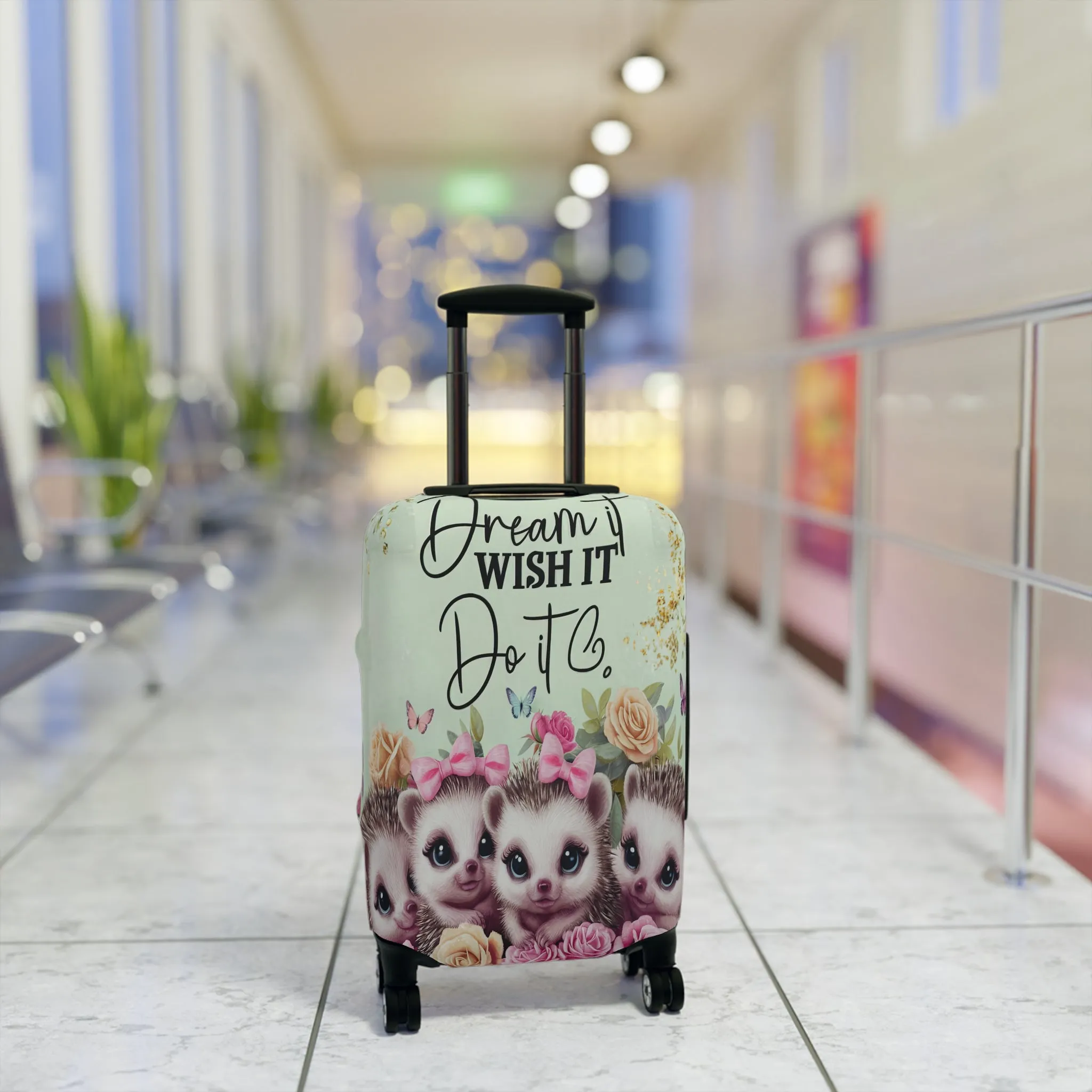 Luggage Cover, Cute Hedgehogs, Dream it, Wish it, Do it, awd-1650