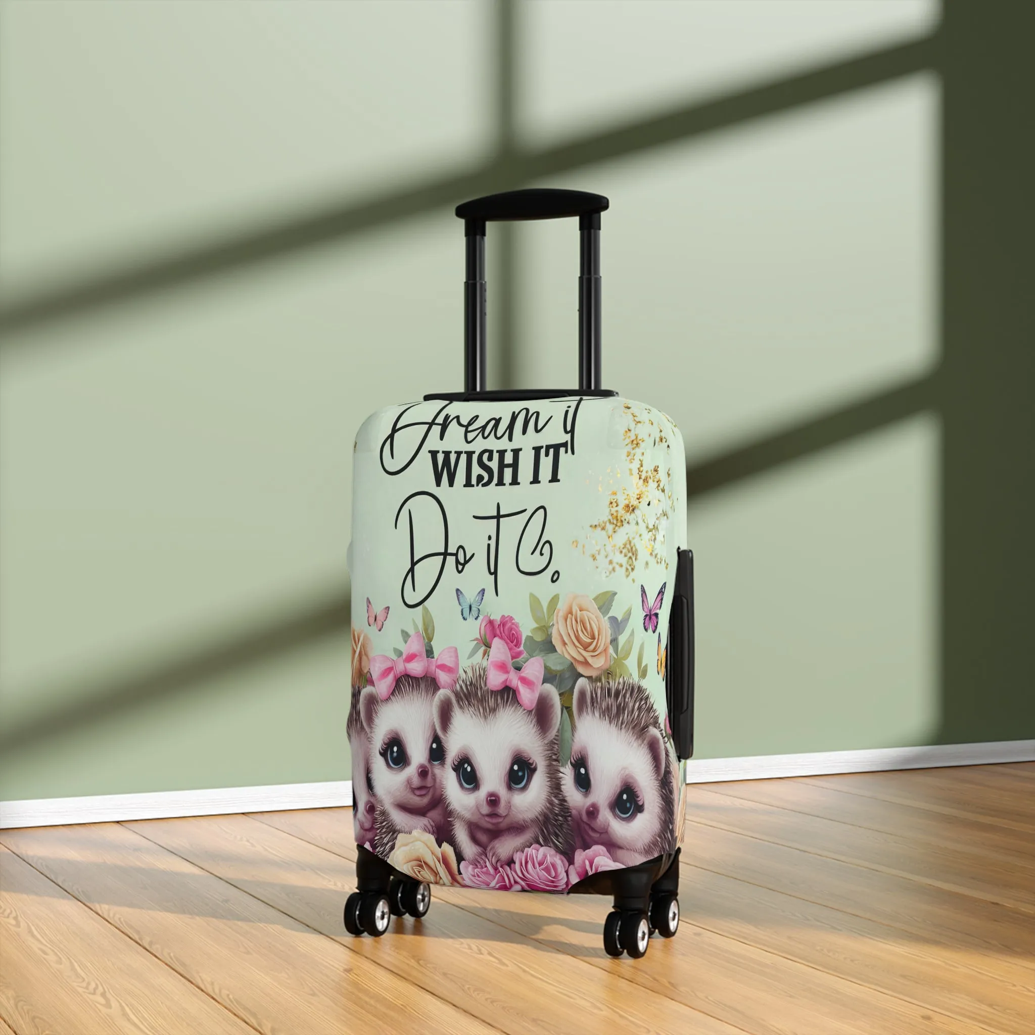 Luggage Cover, Cute Hedgehogs, Dream it, Wish it, Do it, awd-1650