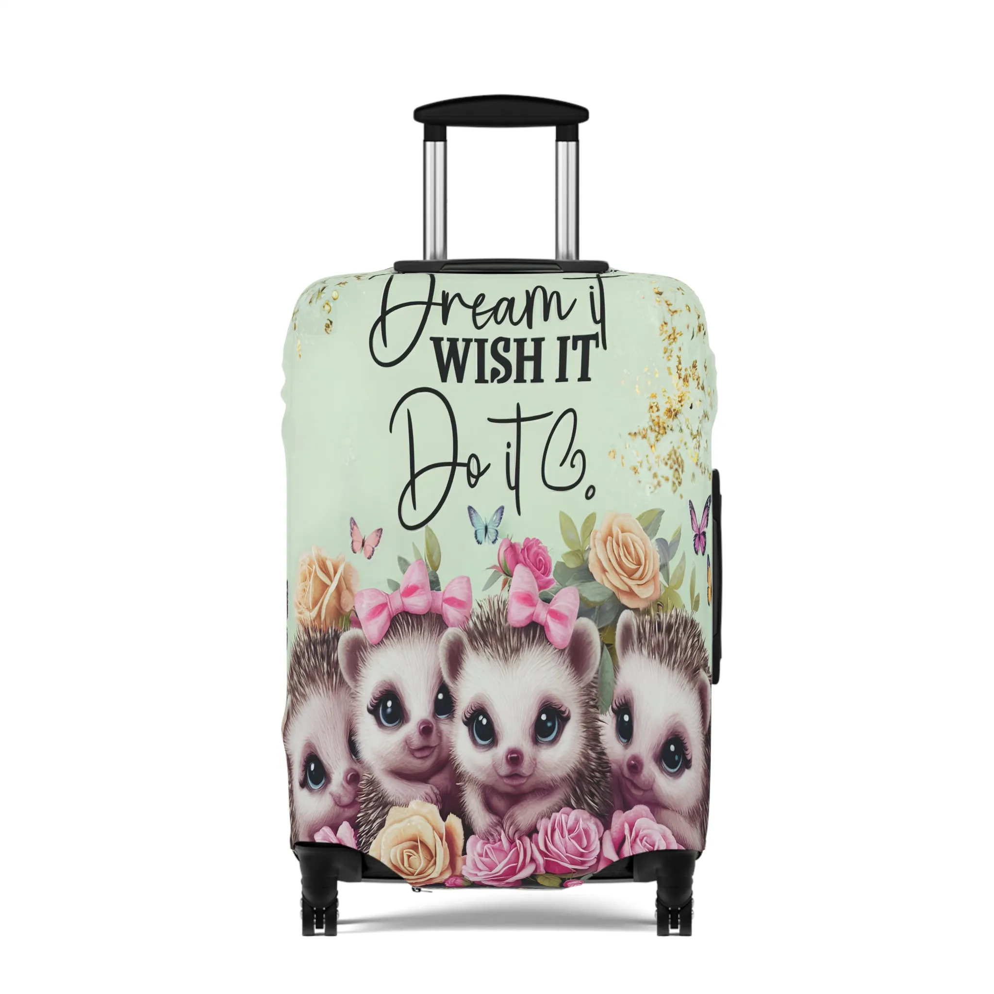 Luggage Cover, Cute Hedgehogs, Dream it, Wish it, Do it, awd-1650