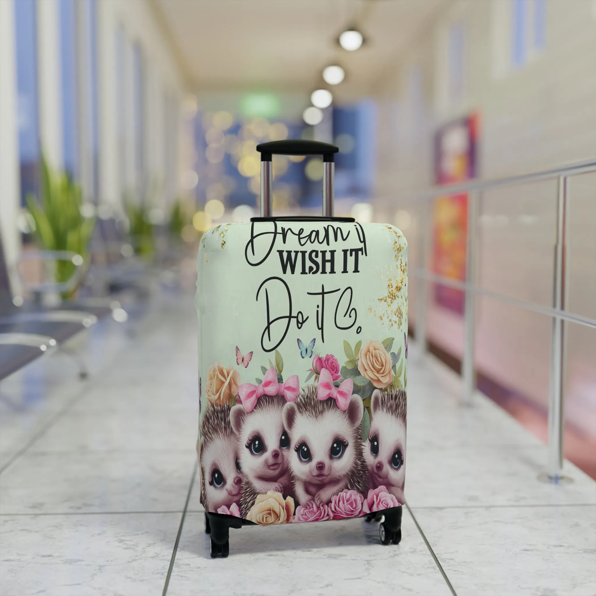 Luggage Cover, Cute Hedgehogs, Dream it, Wish it, Do it, awd-1650