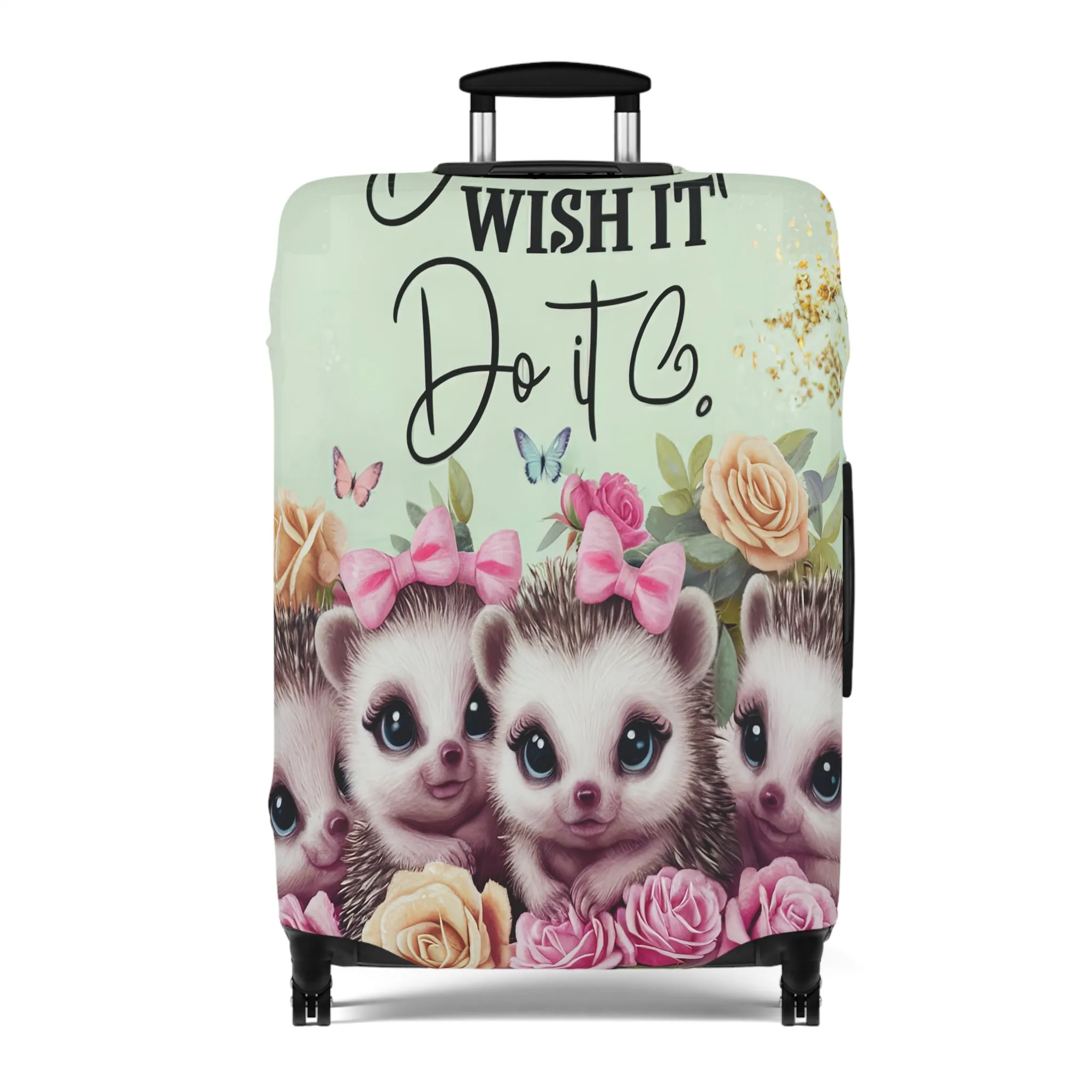 Luggage Cover, Cute Hedgehogs, Dream it, Wish it, Do it, awd-1650