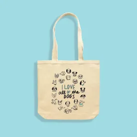 MAKE Original - I Love All of the Dogs - Natural Tote Bag