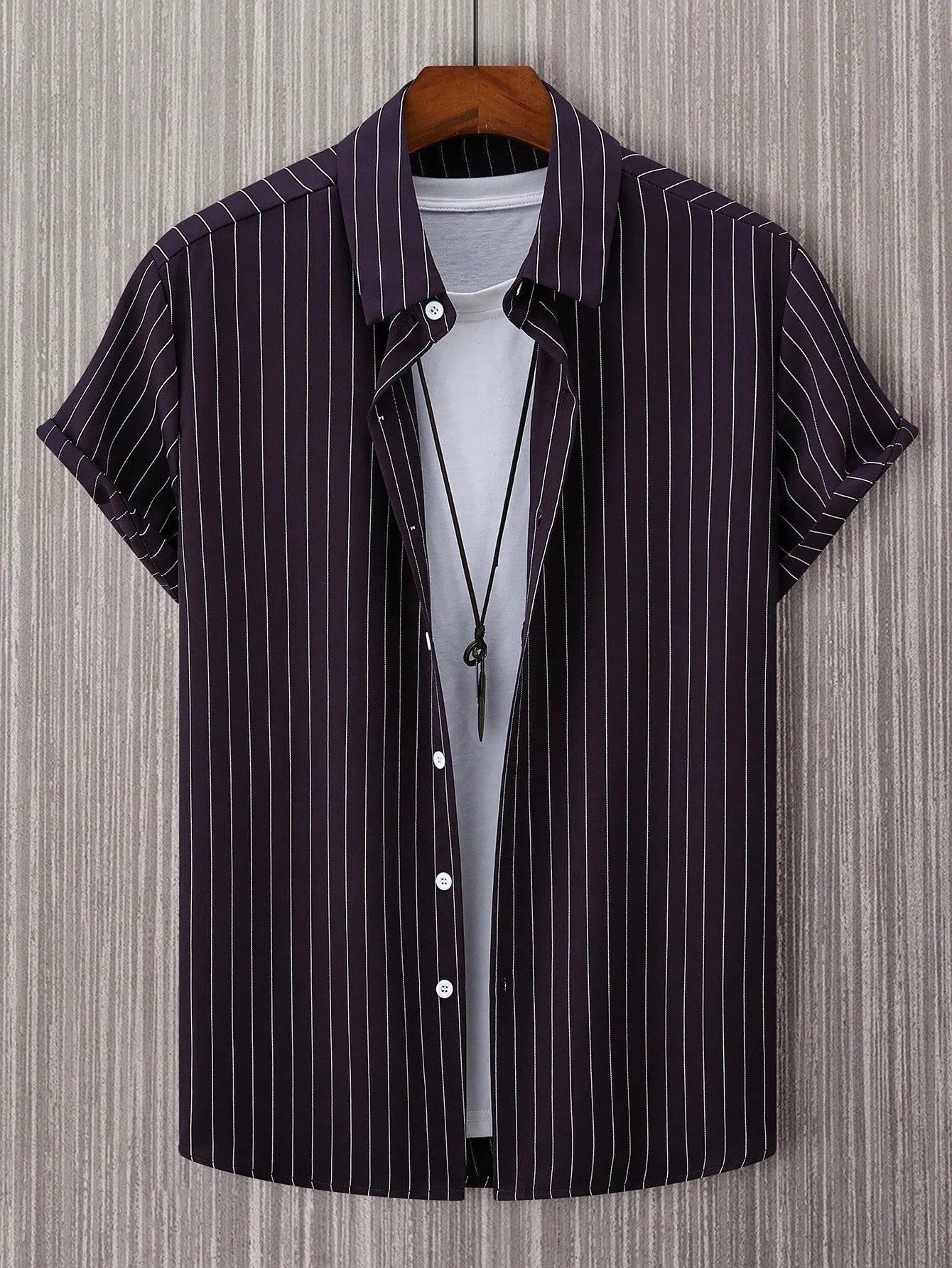 Manfinity Homme Men Striped Button Front Shirt Without Tee