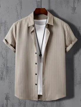 Manfinity Homme Men Striped Button Front Shirt Without Tee