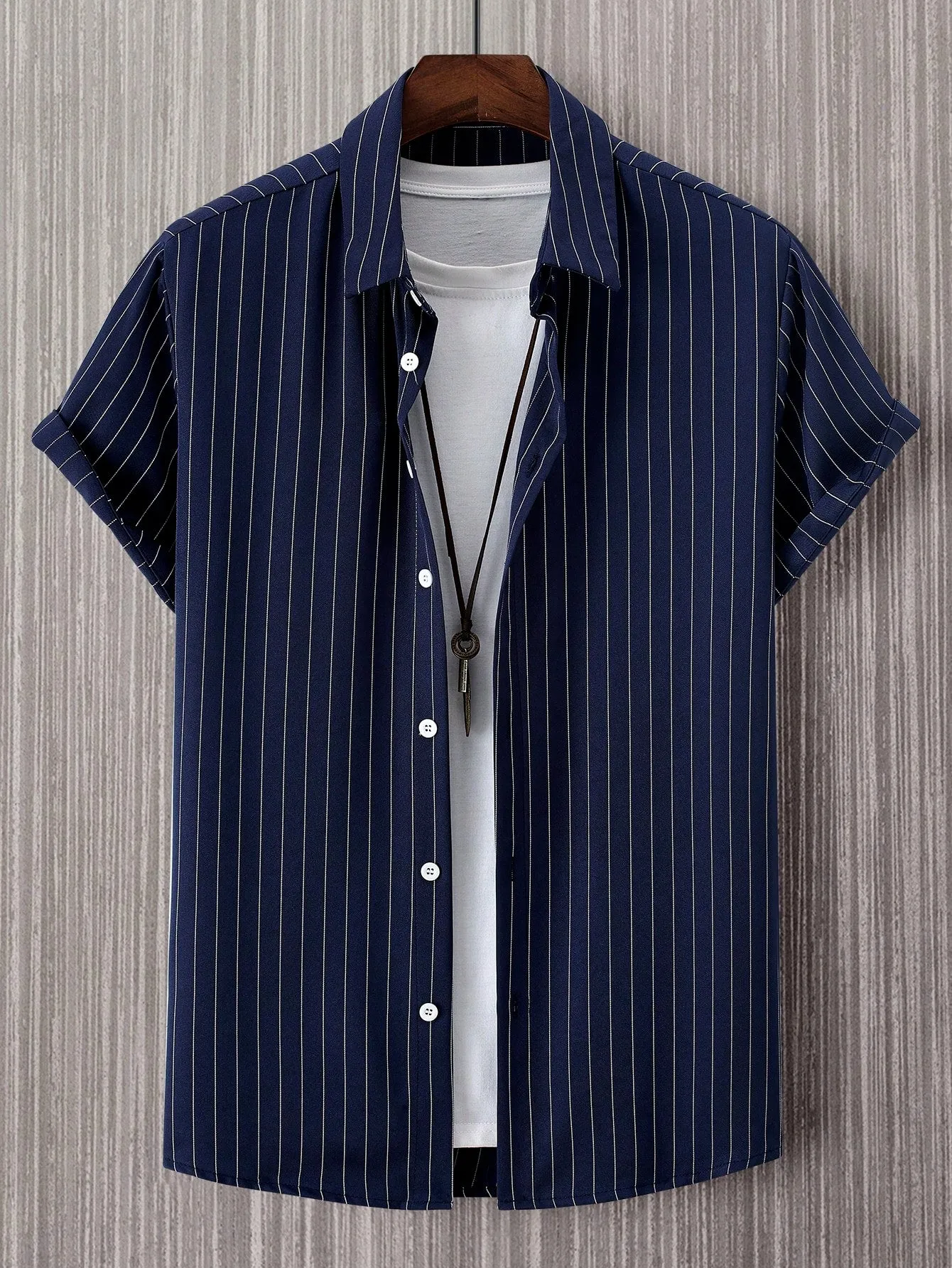 Manfinity Homme Men Striped Button Front Shirt Without Tee